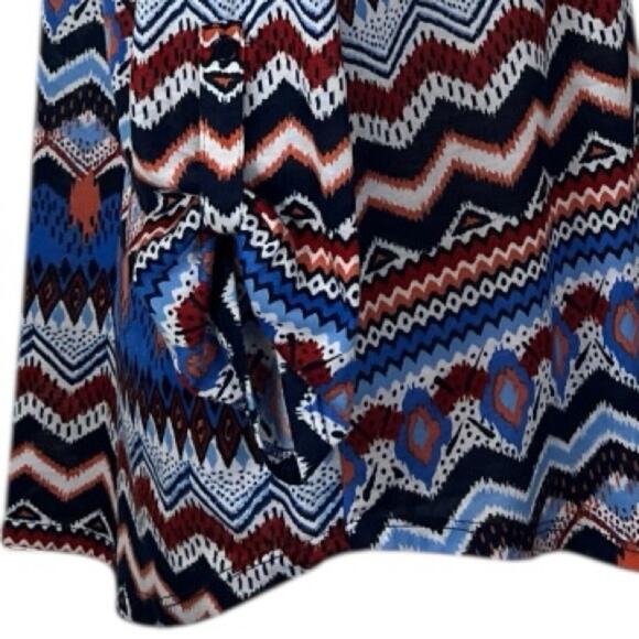 Absolutely Famous Popover Top Split Neck Tab Sleeves Blue Women’s Size Large - Picture 9 of 11